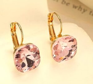 Square Pink Crystal Earings